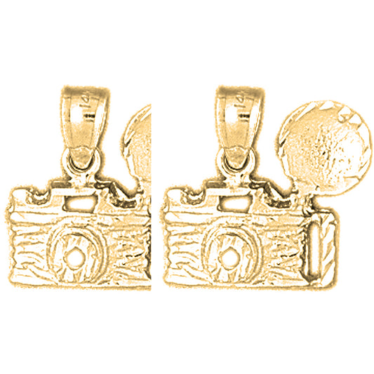 Yellow Gold-plated Silver 16mm Camera Earrings