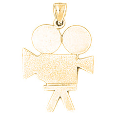 Yellow Gold-plated Silver Video Camera Pendant