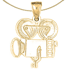 Sterling Silver Video Camera Pendant (Rhodium or Yellow Gold-plated)