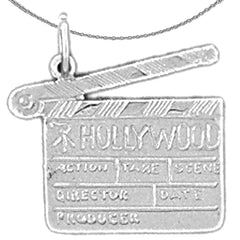 Sterling Silver Video Camera With Film Pendant (Rhodium or Yellow Gold-plated)