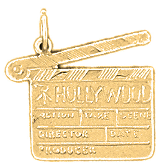 Yellow Gold-plated Silver Video Camera With Film Pendant