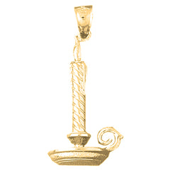 Yellow Gold-plated Silver Candle With Candle Stand Pendant