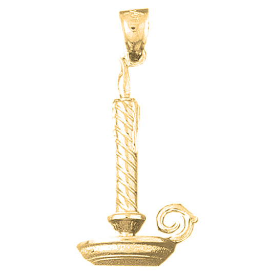 10K, 14K or 18K Gold Candle With Candle Stand Pendant