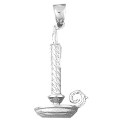 Sterling Silver Candle With Candle Stand Pendant