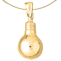 Sterling Silver Light Bulb Pendant (Rhodium or Yellow Gold-plated)