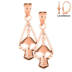 14K or 18K Gold 28mm Lantern Earrings