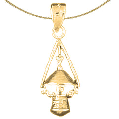 Sterling Silver Lantern Pendant (Rhodium or Yellow Gold-plated)