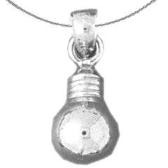 Sterling Silver Light Bulb Pendant (Rhodium or Yellow Gold-plated)