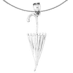 Sterling Silver Umbrella Pendant (Rhodium or Yellow Gold-plated)