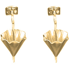 14K or 18K Gold 23mm 3D Umbrella Earrings