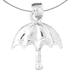 Sterling Silver Umbrella Pendant (Rhodium or Yellow Gold-plated)