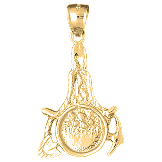 Yellow Gold-plated Silver Miners Tools Pendant