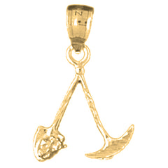 Yellow Gold-plated Silver Miners Tools Pendant