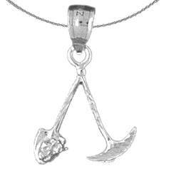 Sterling Silver Miners Tools Pendant (Rhodium or Yellow Gold-plated)