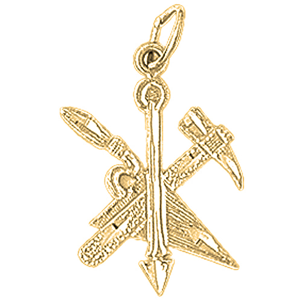 Yellow Gold-plated Silver Saw And Hammer Pendant