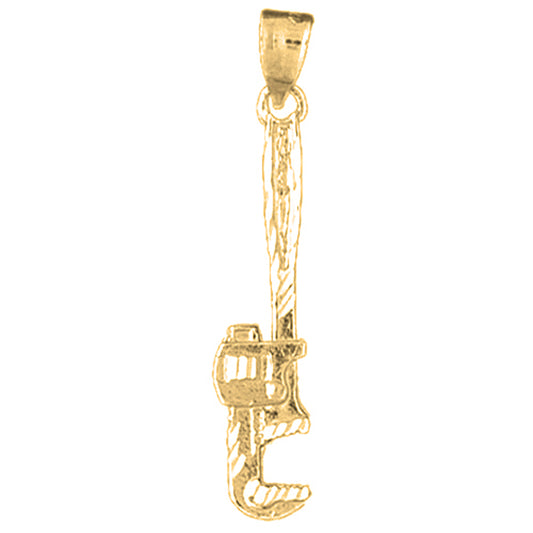 Yellow Gold-plated Silver Monkey Wrench Pendant