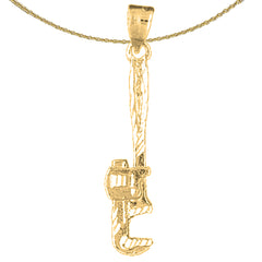 Sterling Silver Monkey Wrench Pendant (Rhodium or Yellow Gold-plated)