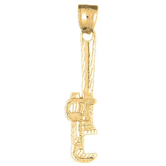 Yellow Gold-plated Silver Monkey Wrench Pendant