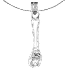 Sterling Silver Adjustable Wrench Pendant (Rhodium or Yellow Gold-plated)
