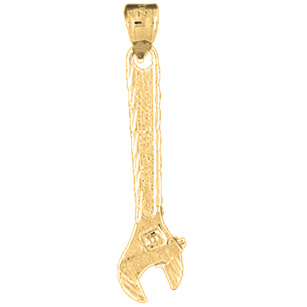 Yellow Gold-plated Silver Adjustable Wrench Pendant