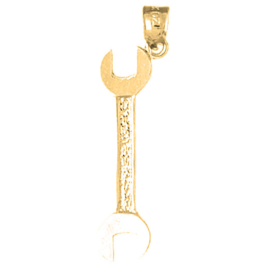 Yellow Gold-plated Silver Wrench Pendant