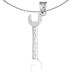 Sterling Silver Wrench Pendant (Rhodium or Yellow Gold-plated)