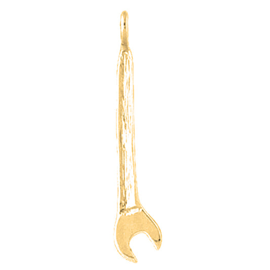 Yellow Gold-plated Silver Wrench Pendant