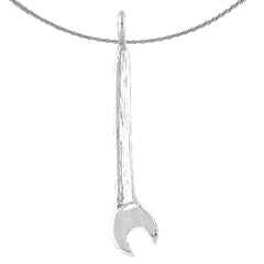 Sterling Silver Wrench Pendant (Rhodium or Yellow Gold-plated)