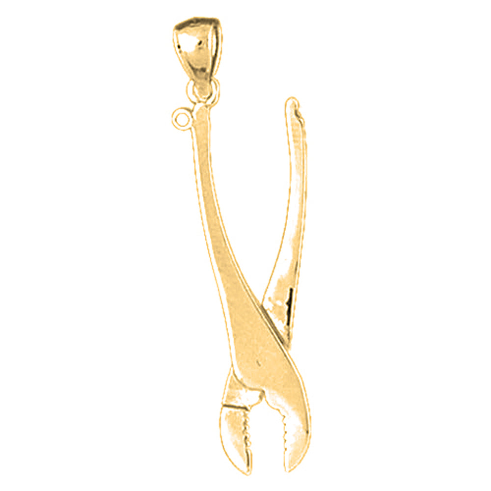 Yellow Gold-plated Silver Plier Pendant