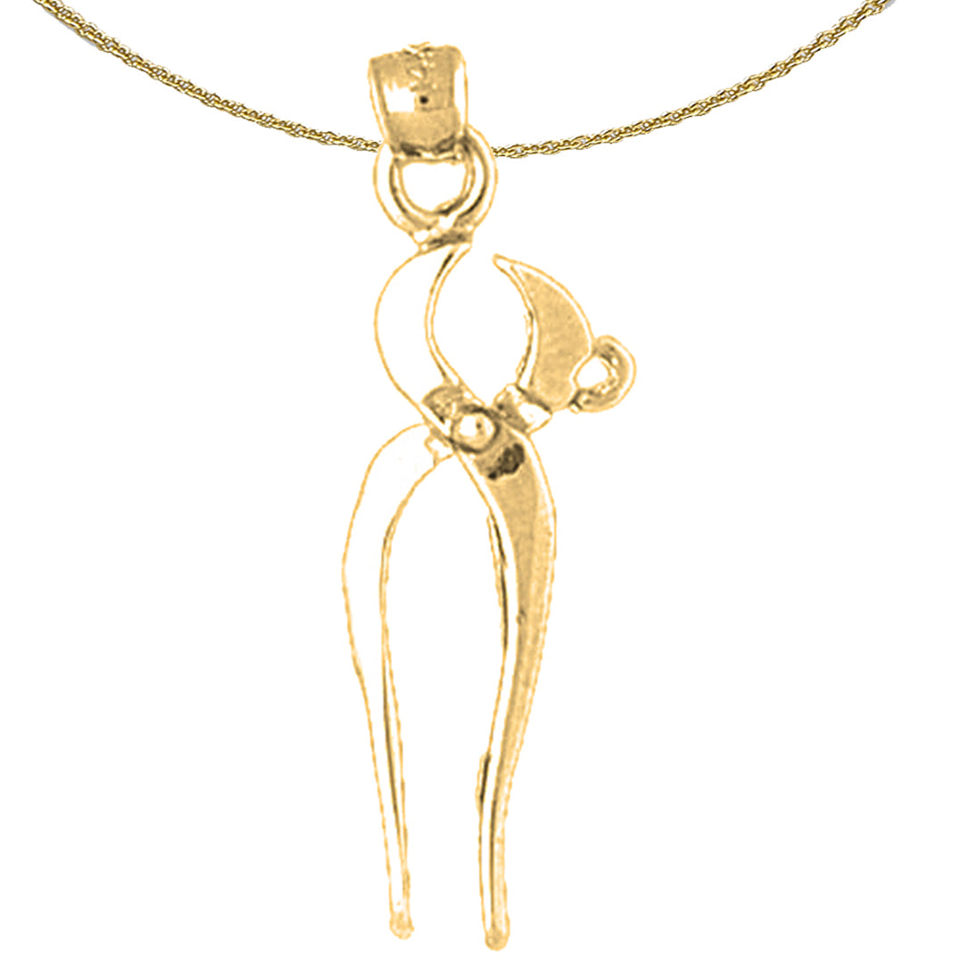 Sterling Silver Plier Pendant (Rhodium or Yellow Gold-plated)