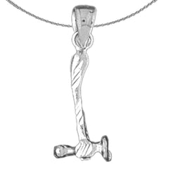 Sterling Silver Hammer Pendant (Rhodium or Yellow Gold-plated)