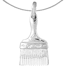 Sterling Silver Paint Brush Pendant (Rhodium or Yellow Gold-plated)