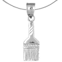 Sterling Silver Paint Brush Pendant (Rhodium or Yellow Gold-plated)