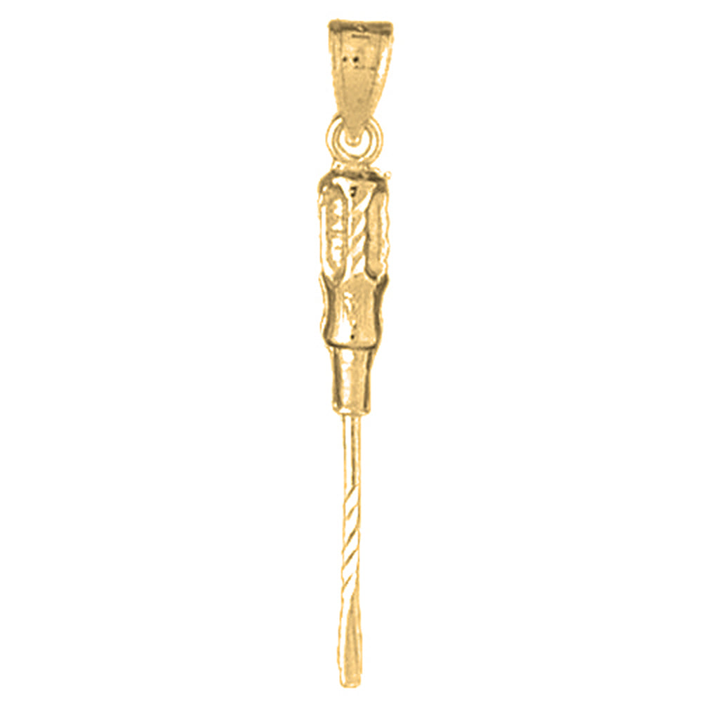 Yellow Gold-plated Silver 3D Screw Driver Pendant