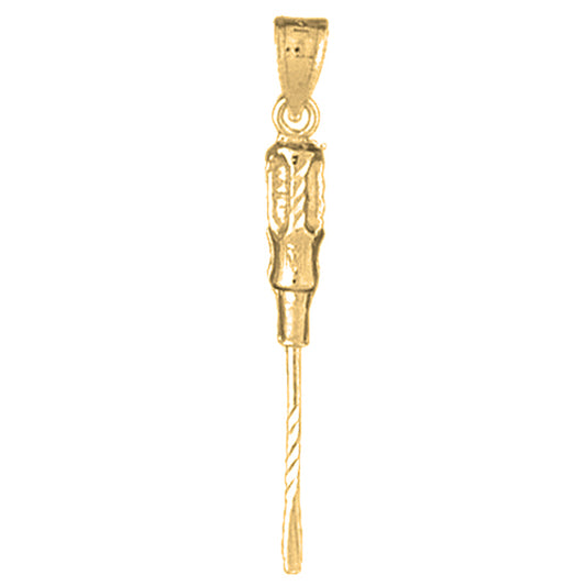 Yellow Gold-plated Silver 3D Screw Driver Pendant