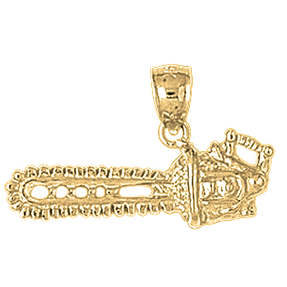 Yellow Gold-plated Silver Chain Saw Pendant