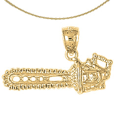 14K or 18K Gold Chain Saw Pendant