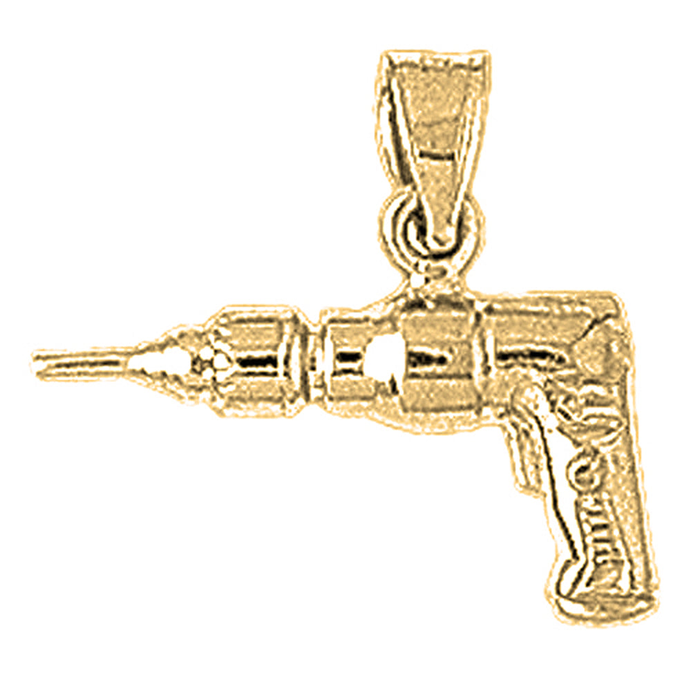 Yellow Gold-plated Silver Power Drill Pendant