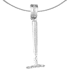 Sterling Silver 3D Rake Pendant (Rhodium or Yellow Gold-plated)