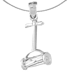 Sterling Silver Lawn Mower Pendant (Rhodium or Yellow Gold-plated)