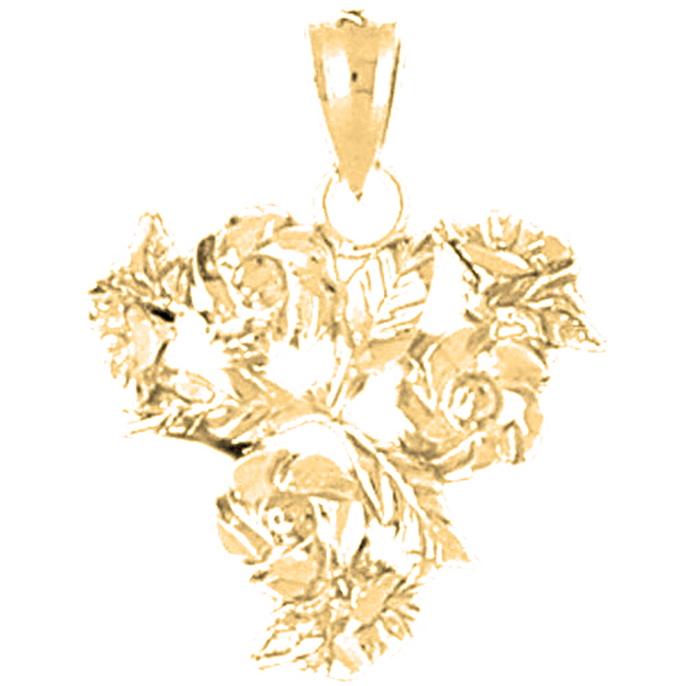 Yellow Gold-plated Silver Flower Pendant