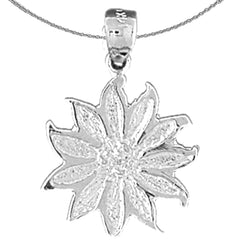 Sterling Silver Flower Pendant (Rhodium or Yellow Gold-plated)