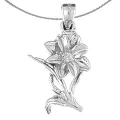 Sterling Silver Flower Pendant (Rhodium or Yellow Gold-plated)