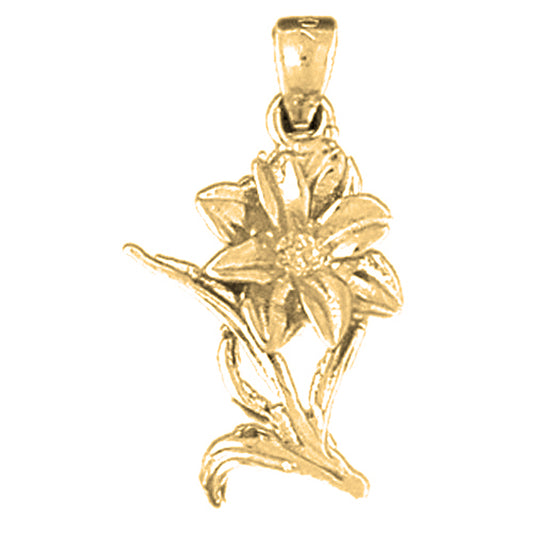 Yellow Gold-plated Silver Flower Pendant