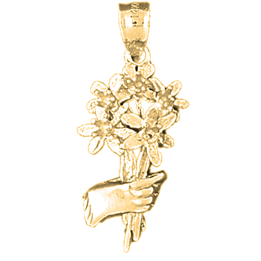 Yellow Gold-plated Silver Flower Pendant