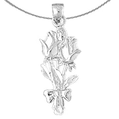 Sterling Silver Flower Pendant (Rhodium or Yellow Gold-plated)