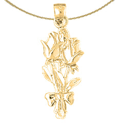 Colgante de flor de plata de ley (bañado en rodio o oro amarillo)