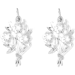 Sterling Silver 25mm Bouquet Flower Earrings