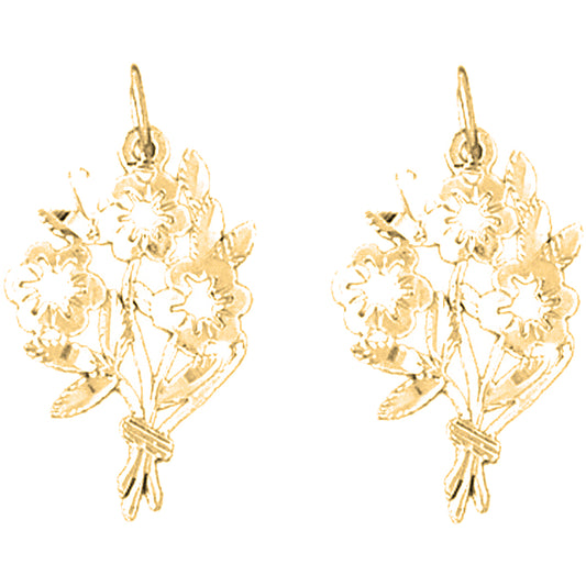 Yellow Gold-plated Silver 25mm Bouquet Flower Earrings