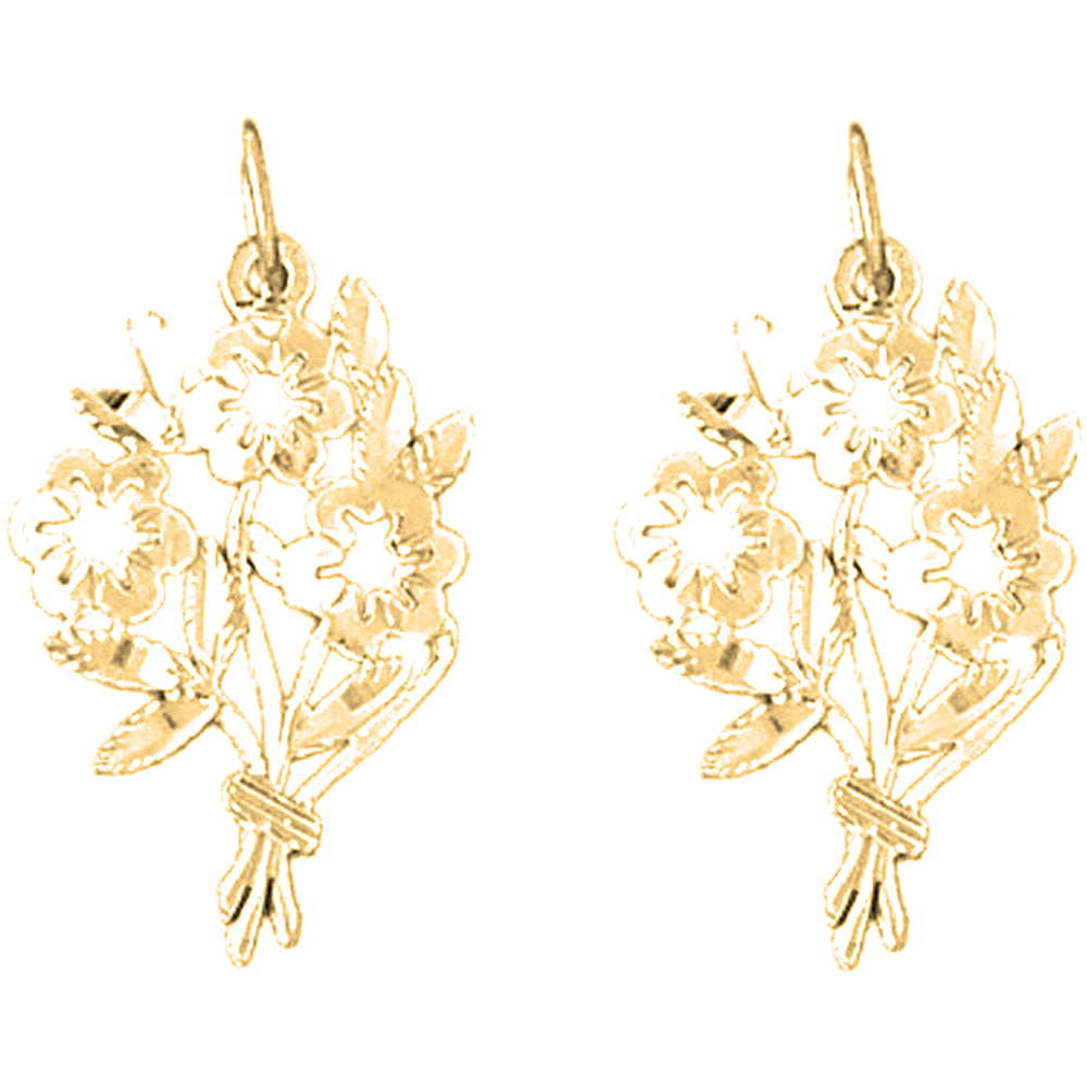 14K or 18K Gold 25mm Bouquet Flower Earrings